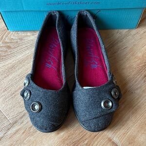 NEW Blowfish Kids Charcoal Flannel Flats with Button Accents